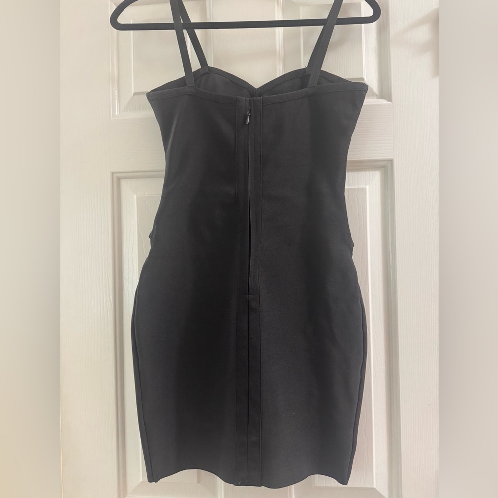 Missguided Laced Up Black Bodycon Dress - Picture 2 of 4